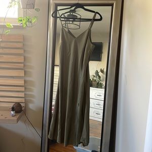 Satin Midi Dress in Sage